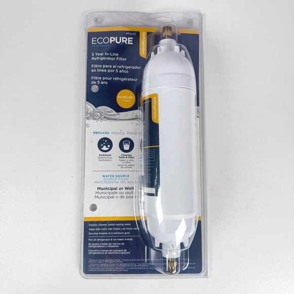 ECOPURE EPINL30 5 Year In-Line Refrigerator Water Filter Universal Fit NEW - Picture 1 of 6